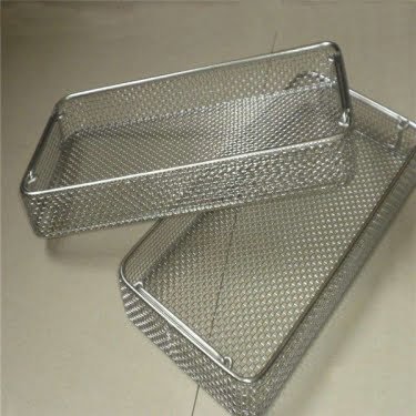 Heat Treat Mesh Wire Basket for Medical Disinfection with Handle